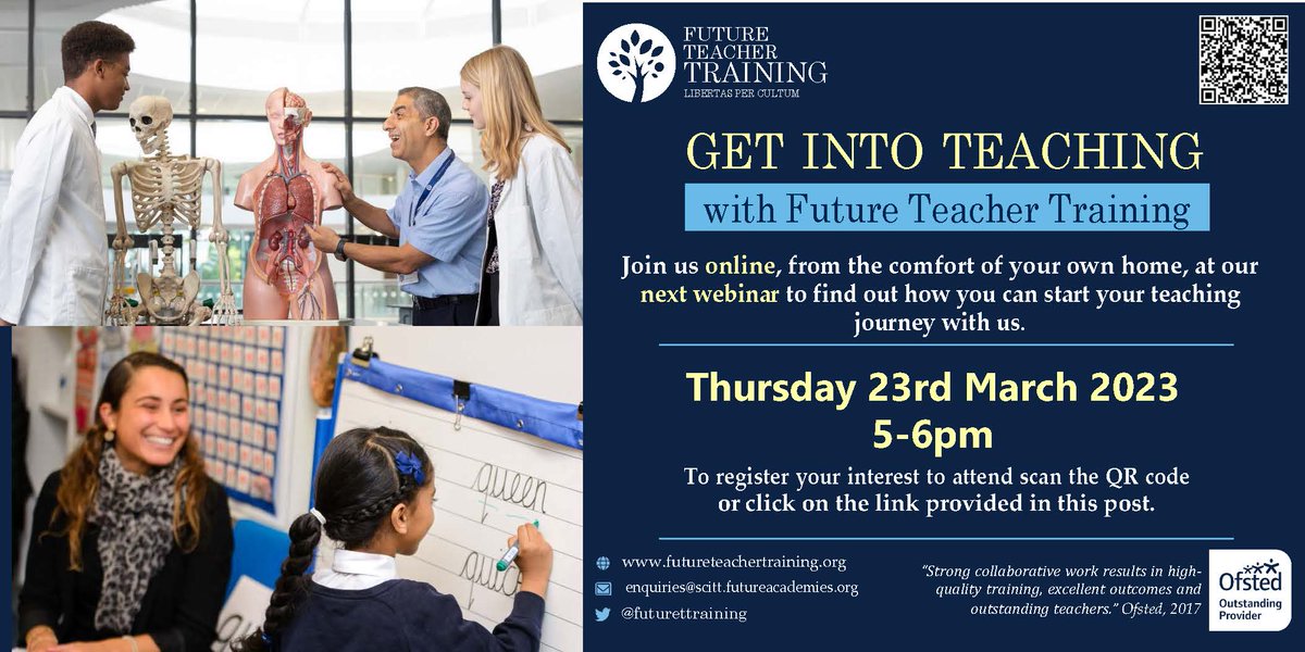 Share your knowledge - see your students thrive! A career where you have an integral role in shaping the lives of others. A profession where you have a real, tangible impact on the life chances of those you teach. To find out more attend our next webinar - ow.ly/wyfp50Ngt8i