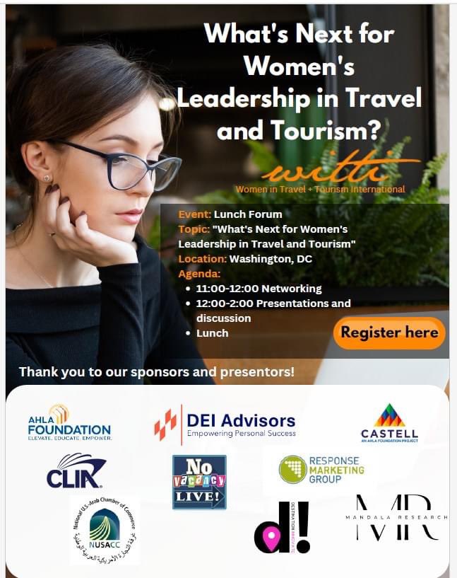 We are a proud sponsor of the "What's Next For Women's Leadership in Travel and Tourism?" event in Washington, DC on April the 18th which is being put on by the Women in Travel and Tourism, International . We are looking forward to the event and hope to see you there!