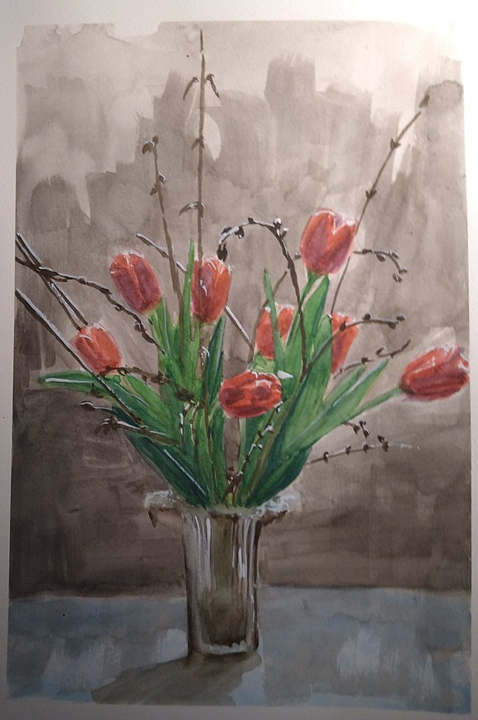 MissPinsel's tweet photo. Mein erster Versuch Tulpen in Aquarell zu malen 🙈

Oh man, das ist nicht so einfach wie ich gedacht habe 
#kleineKunstklasse
#aquarell https://t.co/mFCEYzs9Zq