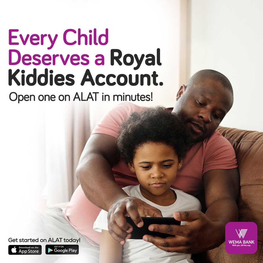 wemabank's tweet image. Teaching your little ones the value of saving money has never been easier! Introduce them to the world of finance with our Royal kiddies' bank account.   Start your child's journey towards financial freedom today!  #KiddiesBankAccount #FinancialLiteracyForKids #startearly
