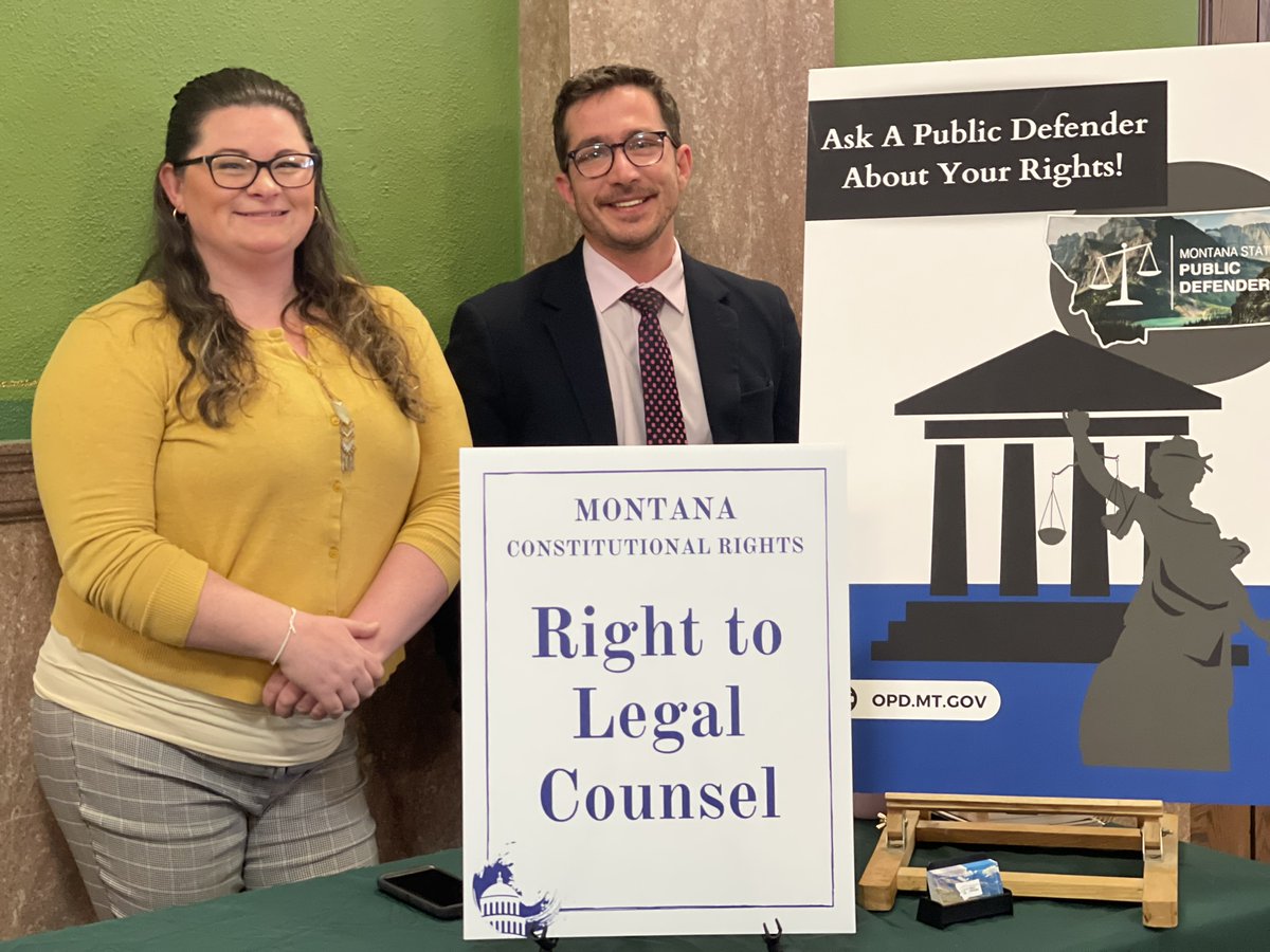 OPD was invited by @MTEIC to provide education about Montana's rights to legal counsel. Two of our dedicated attorneys; Claire Lettow, Manager for Great Falls, Qasim Abdul-Baki, Public Defender for Helena and Andrea Moore, Communications Officer staffed the information table.