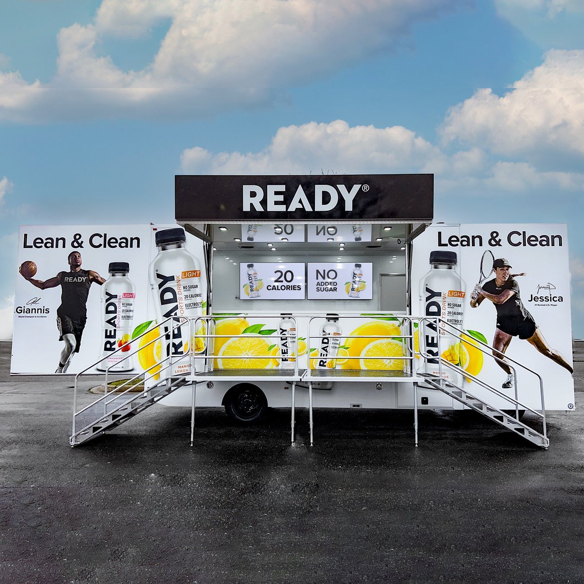 ready_nutrition's tweet photo. You asked. We delivered. 🙌

Introducing our newest “Lean and Clean” innovation: 
Ready Sports Drink Light! ⚡️

It’s Lean. Only 20 calories per bottle, 5g of carbs and 2g of sugar. 💪

It’s Clean. Loaded with three dominant, critical electrolytes including Sodium and Chloride from Sea Salt, and Potassium, plus B-Vitamins and Phytonutrients for added support. 💦

It’s Delicious. Featuring four amazing flavors. 😋

🍋 Classic Lemonade
🥭 Mango Lemonade
🍉 Watermelon Lemonade
🍓 Strawberry Lemonade

It’s Now Available. Get it at https://t.co/gd7OJiDgn9 and these fine retailers: @GiantEagle @Publix @FoodLion 🛒

It’s On! Follow us so you don’t miss our National Ready Bus Tour that will be showcasing over 100 unique multi-state events and product sampling and giveaways! 🚍