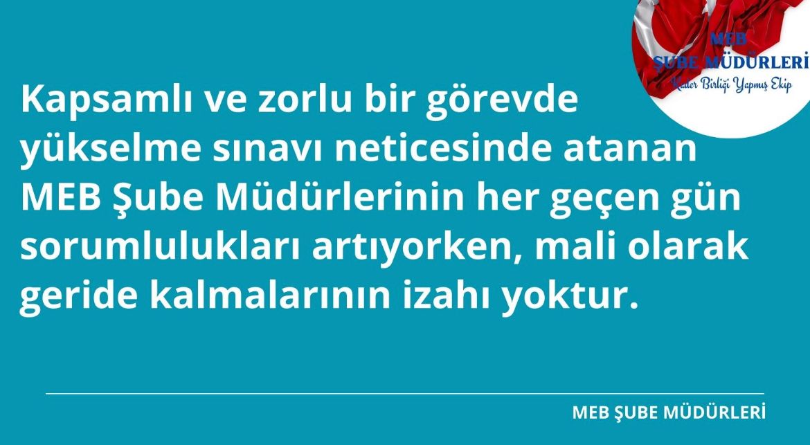 #SayinMahmutÖzer
#MebSubeMüdürleriBekliyor
Rotasyona tabi oldukları için Ülkemizin her bölgesinde zorunlu ama seve seve görev yapan MEB Şube Müdürleri, zor günler geçiren Ülkemizin tüm vatandaşlarının yanında oldular ve Devletten yana saf tuttular.
<a href="/RTErdogan/">Recep Tayyip Erdoğan</a> | <a href="/prof_mahmutozer/">Mahmut Özer</a>