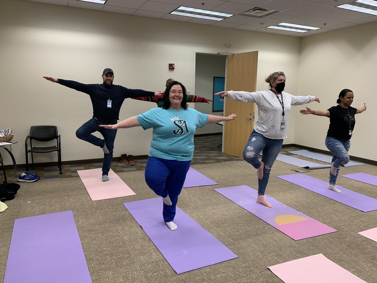 ADPs celebrating Yoga Wednesday. This group put them Yoga Mats to good use and we had fun doing it. <a href="/EvvCollections/">Evansville Call Center</a> <a href="/chuckjr30/">Charles</a> <a href="/michele01121420/">michele hernandez</a> <a href="/KristineHass_/">Kristine Hass</a> <a href="/KMyrayS/">Khadijah Sherman</a> @mikoATT