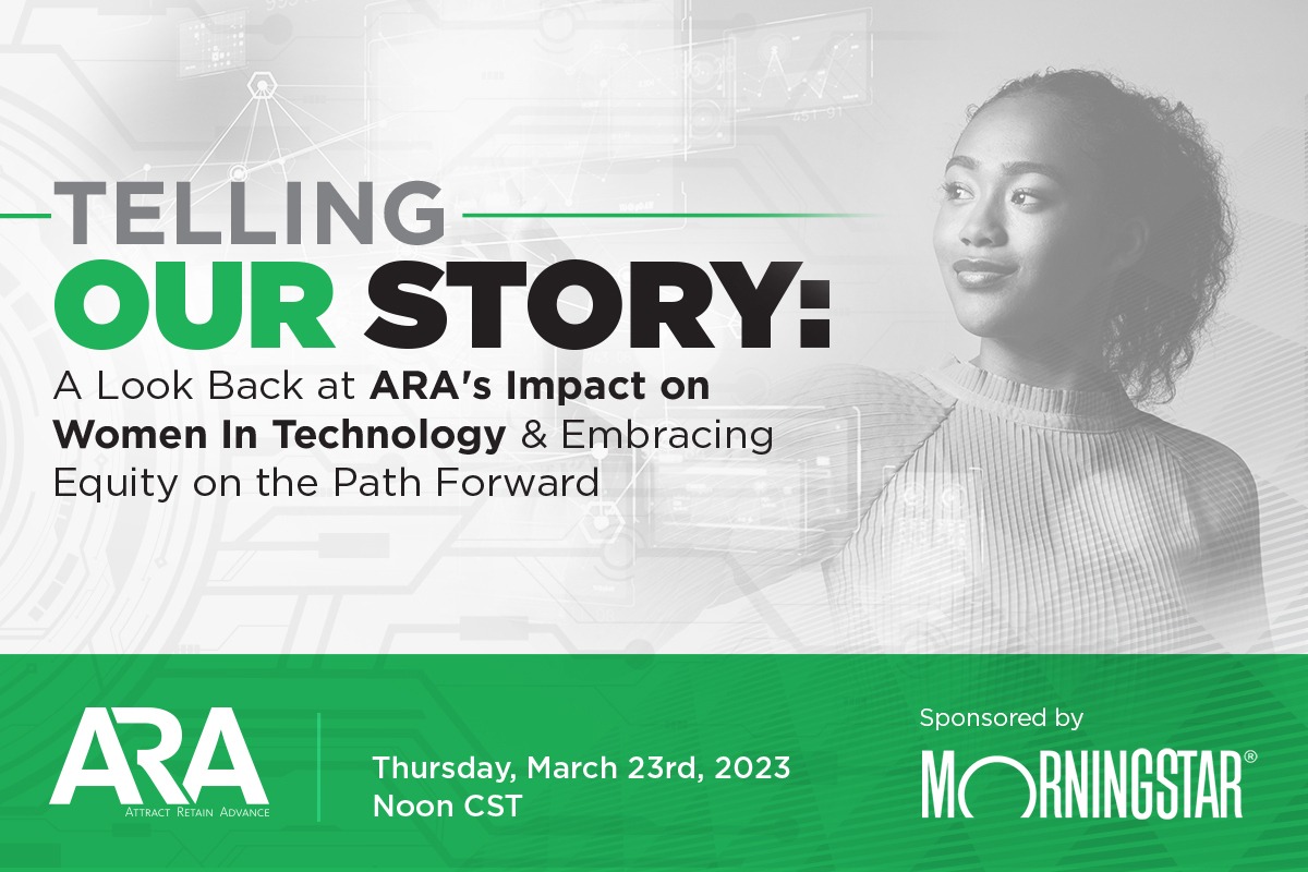 I can't believe it has been 10 years since I co-founded ARA! 

Join us for a special webinar on Thursday, March 23rd at noon CST, "Telling Our Story: A Look Back at ARA's Impact on Women In Technology &amp; Embracing Equity on the Path Forward".

aramentors.com/elementor-3606/