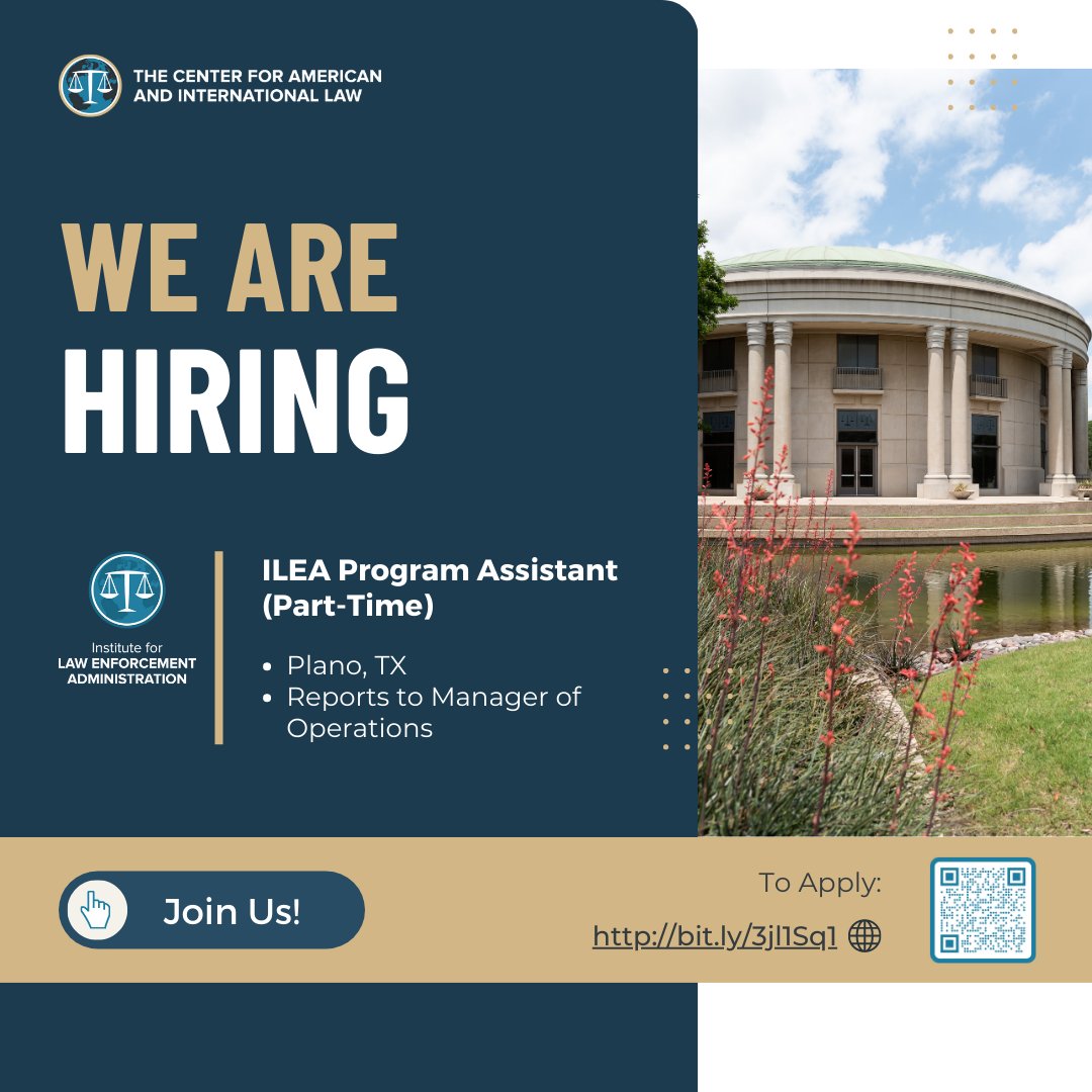 We're Hiring | Program Assistant (<a href="/ILEA_CAIL/">ILEA</a>) (P/T) pulse.ly/ofw7g0939c

#nonprofit #nonprofitjobs #jobs #planojobs #lawenforcement #dfwjobs