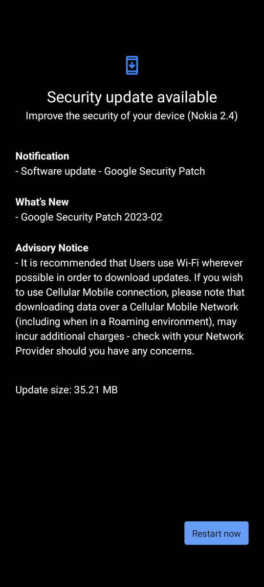 NokiaTracker_'s tweet photo. New update ! 
Nokia 2.4
SP only : 5 February 2023
Size : 35,21 Mb 
Build number : 00WW_3_410_SP04
Android version : 12
Phone model : TA-1270
Region : France
Released 16 March 2023

@Nokiapoweruser @NokiamobBlog @updatifynow https://t.co/qJhEZVyDWB