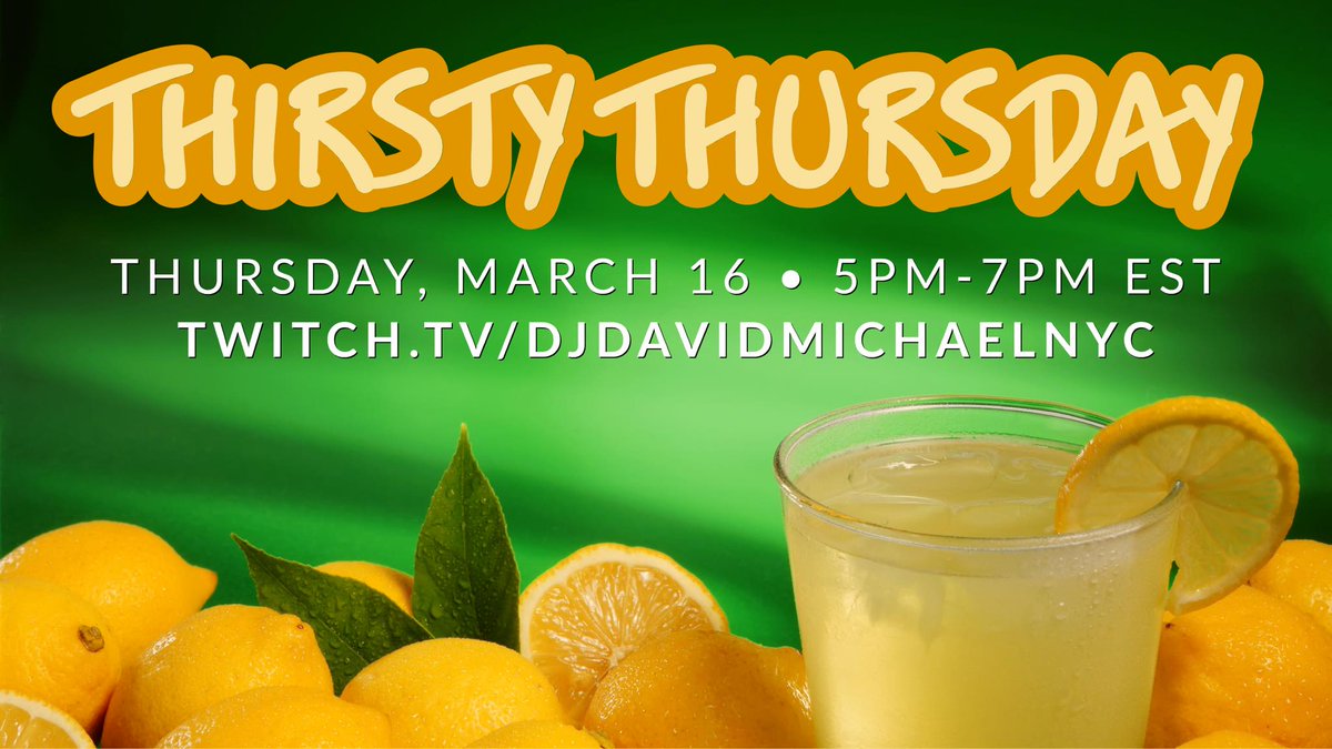 FrankFoRealz's tweet photo. He's doing it again!
Join @DavidMichaelNYC for "Thirsty Thursday" a fun new Happy Hour set starting at 2PM West/5PM East. Hope to see you there!
https://t.co/Q2jcKEtGTy https://t.co/zkJOflH7cl