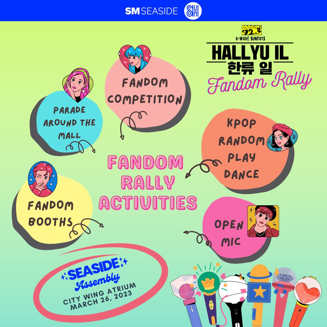 HALLYUIL's tweet photo. Here's what to expect during The HALLYU IL Fandom Rally
Sunday, March 26, 2023
City Wing Atrium of @SMSeasideCebu
Mall Hours
#HALLYUILFandomRally #SMSeasideCityCebu #HALLYUILonloc #hallyu #kpop #HALLYUIL923 #FandomRally #SeasideAssembly https://t.co/0hQ5sHEExN