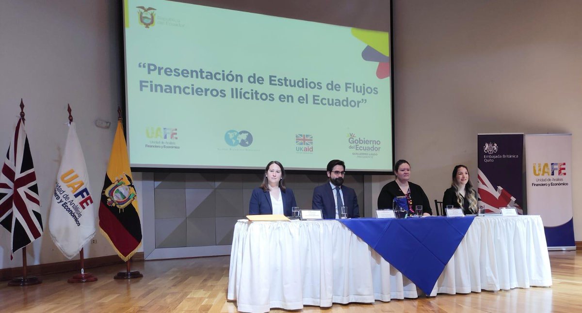 Gracias a nuestro acuerdo de cooperación con <a href="/UAFE_EC/">Unidad de Análisis Financiero y Económico</a> y el apoyo de <a href="/UKinEcuador/">UK in Ecuador 🇬🇧🇪🇨</a> hoy presentamos los principales hallazgos del estudio que realizamos sobre flujos financieros ilícitos en #Ecuador.

¡Avanzamos en el fortalecimiento de capacidades del país frente a los FFIs!