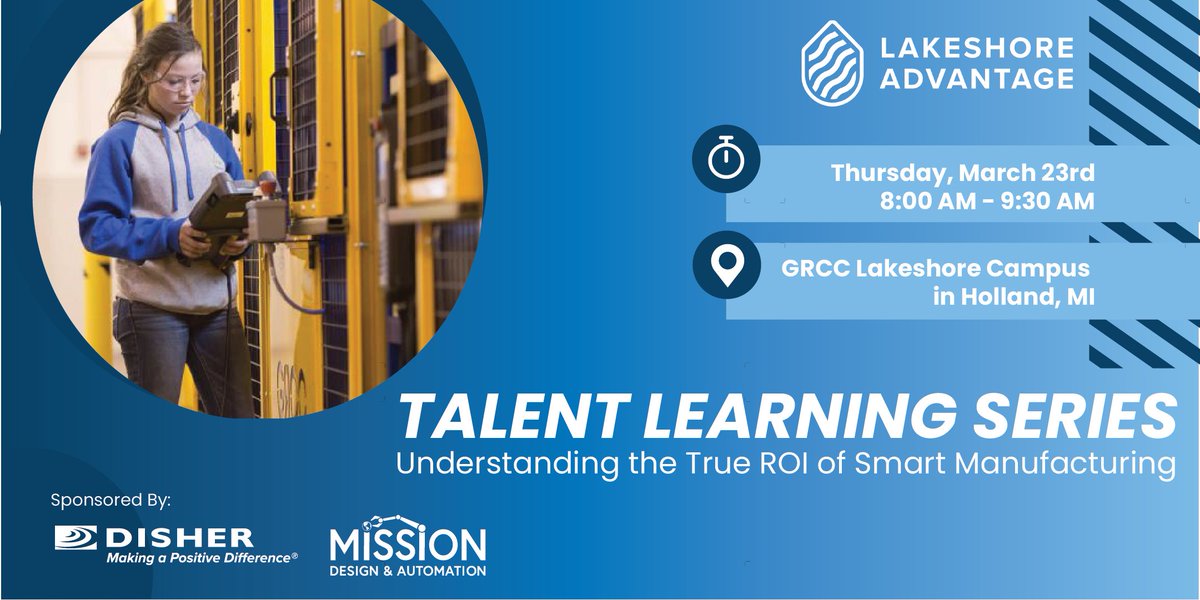 Join us March 23 for a panel discussion: Understanding the True ROI of Smart Manufacturing. We have the A-team lineup who can't wait to give you attainable next steps.

Many thanks to <a href="/DisherDesign/">DISHER</a>  and Mission Design Automation for sponsoring the event.

#economicdevelopment