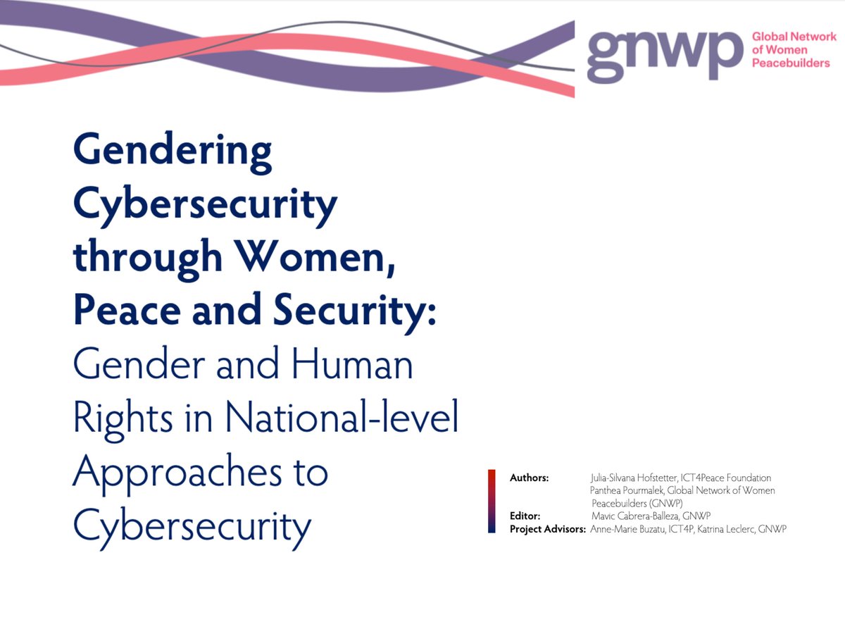 Julia-Silvana Hofstetter (@jshofstetter) on Twitter photo Excited that our (@ICT4Peace & <a href="/gnwp_gnwp/">Global Network of Women Peacebuilders (GNWP)</a>) 🚨new report 🚨on #WPS & #cybersecurity is finally out!
& Glad to see the growing interest in #gender & #cyber both at the #UNCyberOEWG & #CSW67!
➡️ Read the report here: bitly.ws/BnLd Excited that our (@ICT4Peace & <a href="/gnwp_gnwp/">Global Network of Women Peacebuilders (GNWP)</a>) 🚨new report 🚨on #WPS & #cybersecurity is finally out!
& Glad to see the growing interest in #gender & #cyber both at the #UNCyberOEWG & #CSW67!
➡️ Read the report here: bitly.ws/BnLd