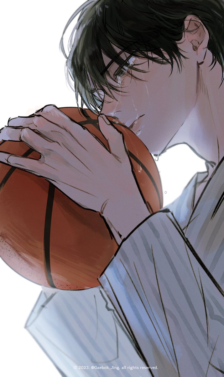 male focus 1boy basketball holding ball holding black hair solo  illustration images