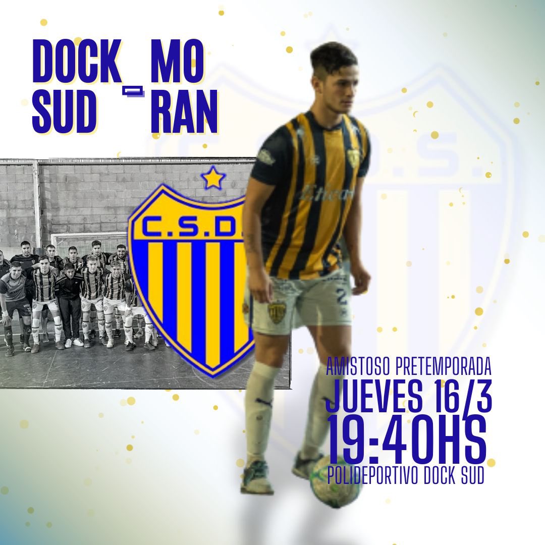 40x20docksud's tweet photo. ¡Amistoso de pretemporada! 🇺🇦

🆚 Deportivo Moran Futsal
🏟️ Microestadio “110 años”
🗓️ Jueves 16/3
⏰ 1ra 19:40

#vamosdocke🇺🇦 https://t.co/IaKy3ZypvJ