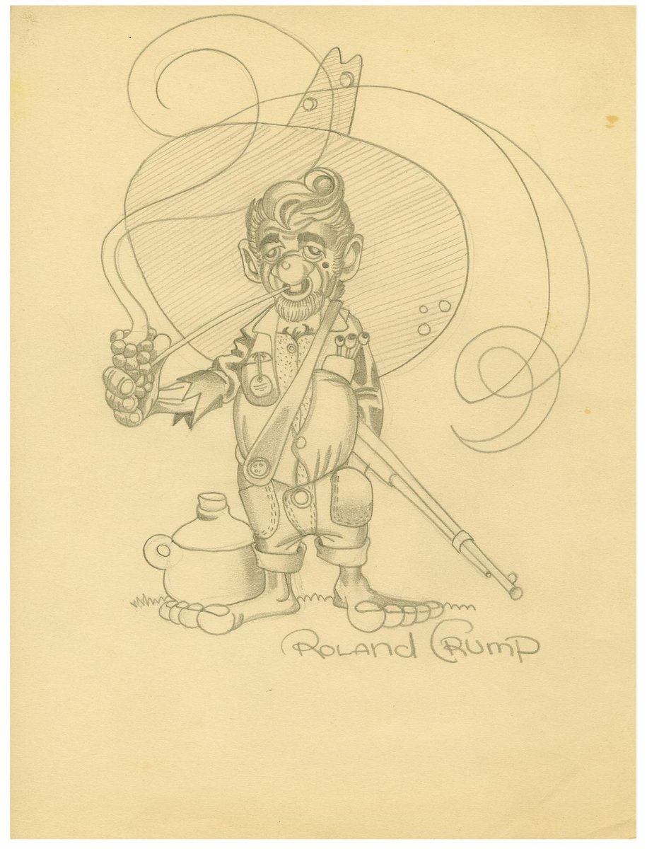 Funny story: this art is from the portfolio that Rolly Crump submitted to Disney in 1952. At the time, Crump only had artwork from his high school art classes. Years later, he was told that it was the worst portfolio ever submitted to Disney and that they were amazed he was
