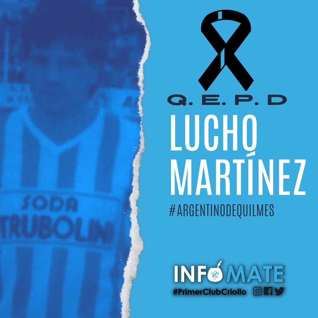Con profundo pesar comunicamos el fallecimiento de Victor Luis 'Lucho' Martínez, ex jugador de #ArgentinoDeQuilmes.

Lucho debutó en 1988 con la #PrimeraCelesteYBlanca, jugó 37 partidos y marcó 13 goles.