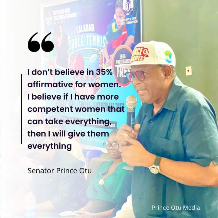 foundingblog's tweet photo. The concept of affirmative action can be easily used as a restriction on women. The Sen. Prince Bassey Otu administration will surpass the 35% benchmark as long as more women prove competent. https://t.co/CoNx2uHel4
