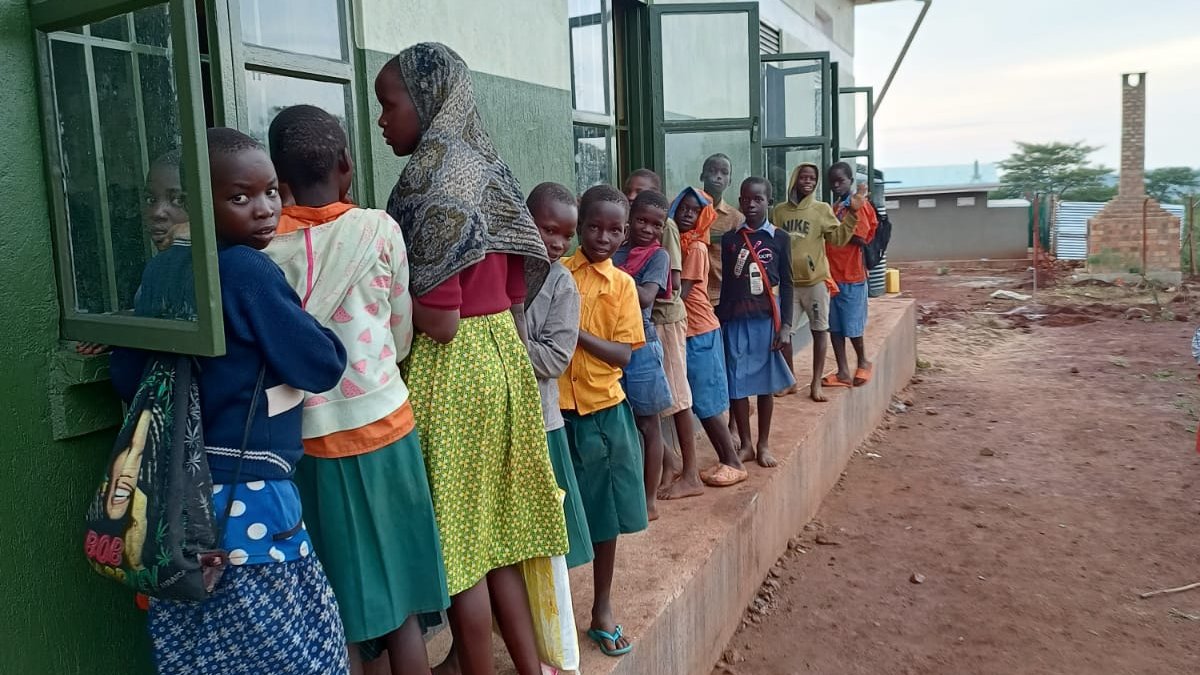 Students from nearby primary schools looking in to Charlene Secondary School. Thank you for being a part of equipping children with an education for generations to come. God bless you!