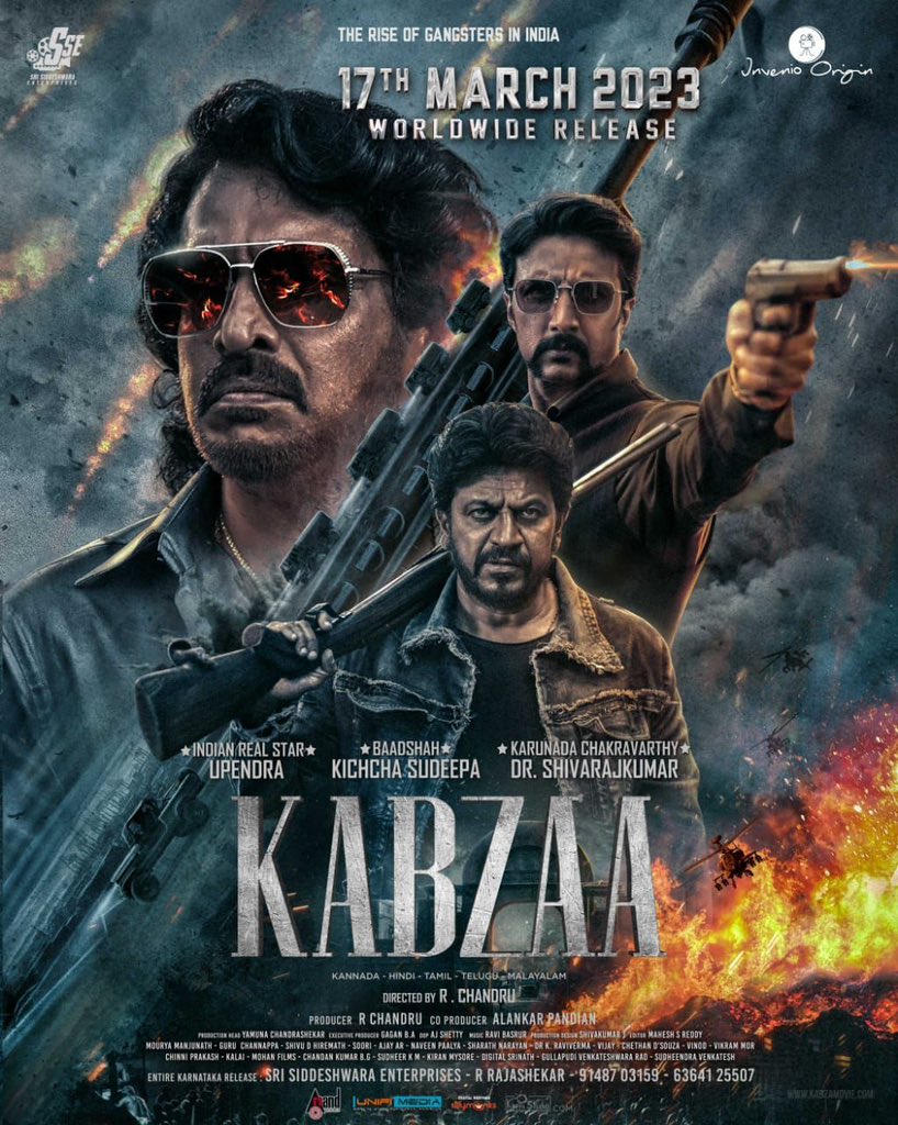 IamSaiDharamTej's tweet photo. As Kannada Cinema continues its spectacular journey to mark its footprint across the world, #Kabzaa looks like another Grandeur &amp; Raw attempt.

All the best @nimmaupendra Garu @KicchaSudeep sir #ShivaRajkumar sir @shriya1109 Garu 
@rchandru_movies Garu &amp;  @RaviBasrur Garu &amp; team. https://t.co/lLFT7AtzuZ