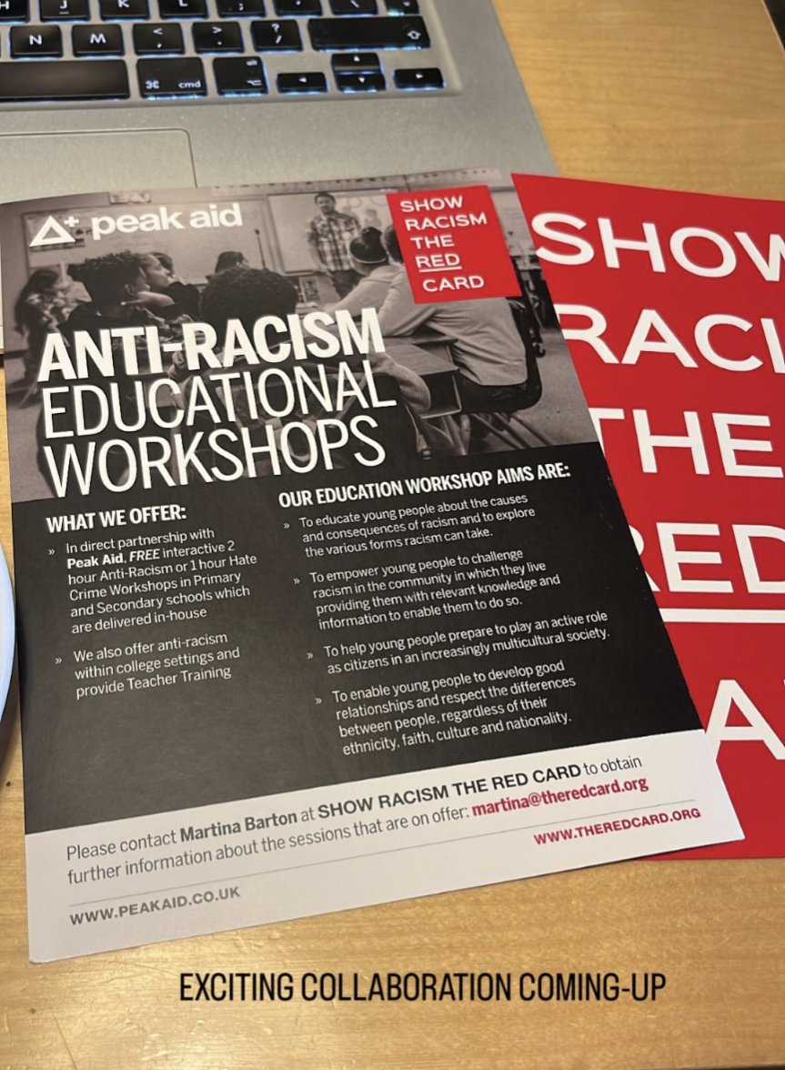 Exciting collaboration coming up 🙂 <a href="/SRTRC_England/">Show Racism the Red Card</a> #antiracism #education #workshop #peakaid