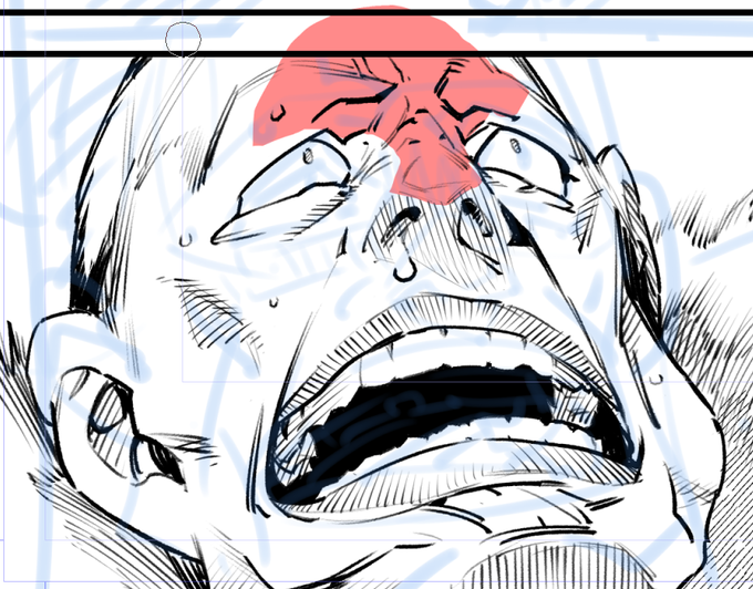 自分がモブ系野郎キャラの顔を描く際に最初に手を付けるパーツがTゾーンです。昔のかぷんこキャラを好んで落書きしていた時に手癖になった方法です(伝わるかなぁ) 