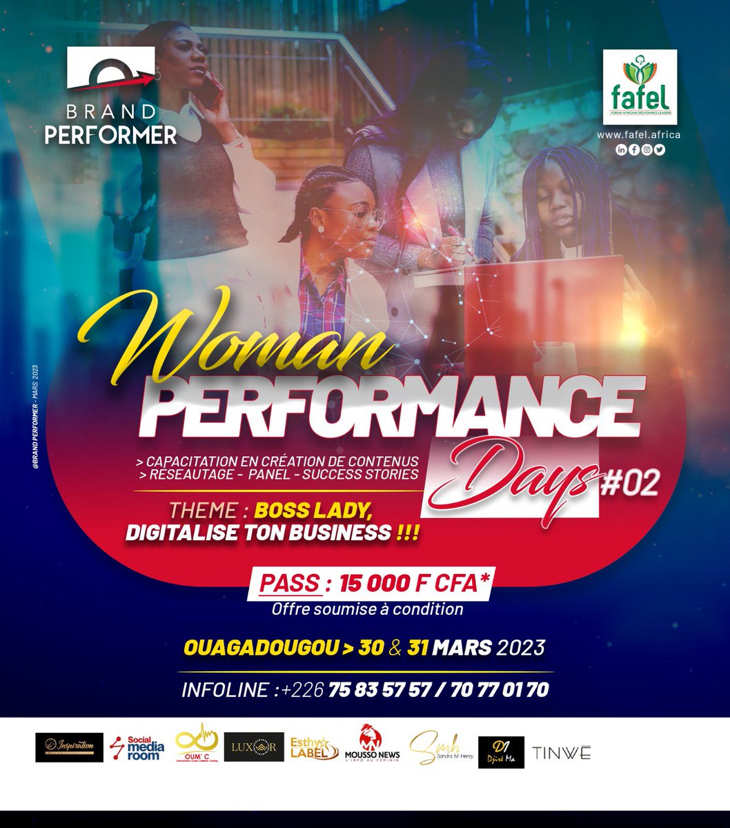 JeanCyrilleBado's tweet photo. #WomanPerformanceDay
Vs êtes ambitieuses, désireuses de soigner votre image, mieux promouvoir votre business grâce au levier du digital.
𝐋𝐚 𝐖𝐏𝐃 𝐚𝐜𝐭𝐞 𝟎𝟐, 𝐯𝐨𝐮𝐬 𝐨𝐮𝐯𝐫𝐞 𝐬𝐞𝐬 𝐩𝐨𝐫𝐭𝐞s.
Rdv les 30 et 31 mars:👉🏾https://t.co/LzFAc87PNO

#wpd #BrandPerformer #Fafel https://t.co/9tCUU8imp7