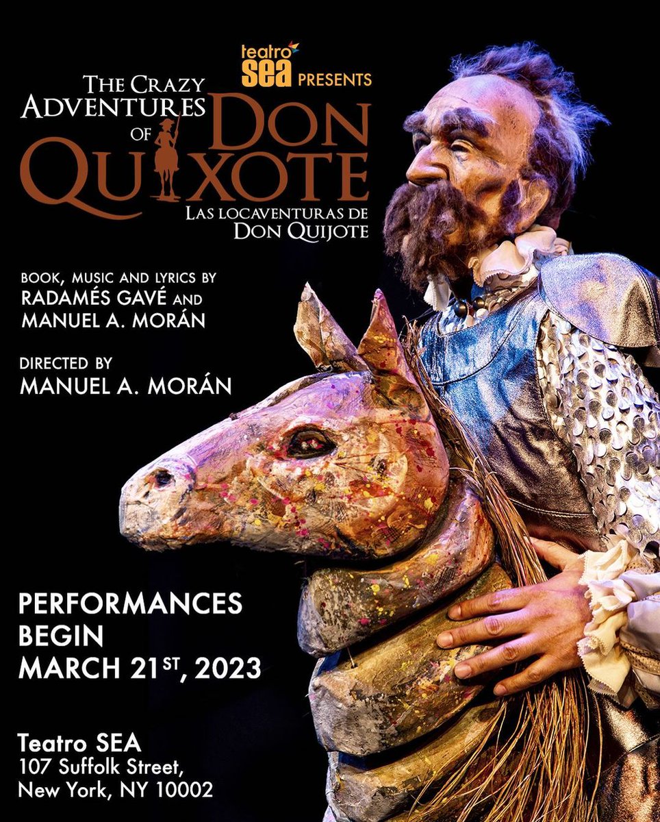 Day 17: Teatro SEA in NY has been making bilingual children's theater for over 35 years. They adapt the classics with intricate puppetry and musicality. This month they open their Don Quixote, running through May 13th. @TeatroSEA LatinxShakespeares.Org teatrosea.org/events/annual-…