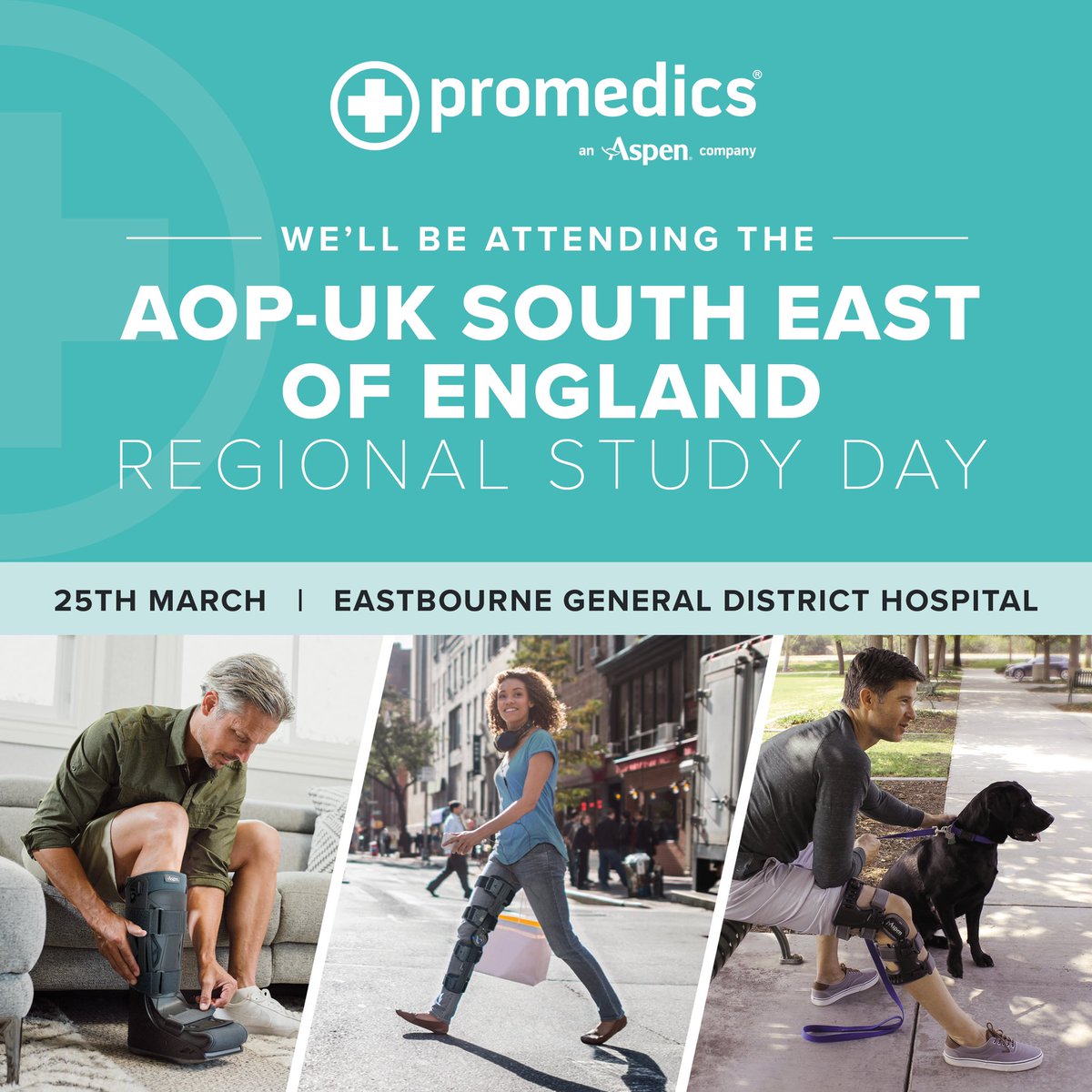Promedics's tweet photo. We're looking forward to attending the AOP South East Regional Study Day on 25th March. 

With talks from Prof. Scarlett McNally, alongside our own team presenting the Traverse Air Walker, Aspen OA Knee+ and Ascender Range!

#SpinalExcellence #SupportAtEveryStep #SaveTheJoint https://t.co/IzoLfdB0md