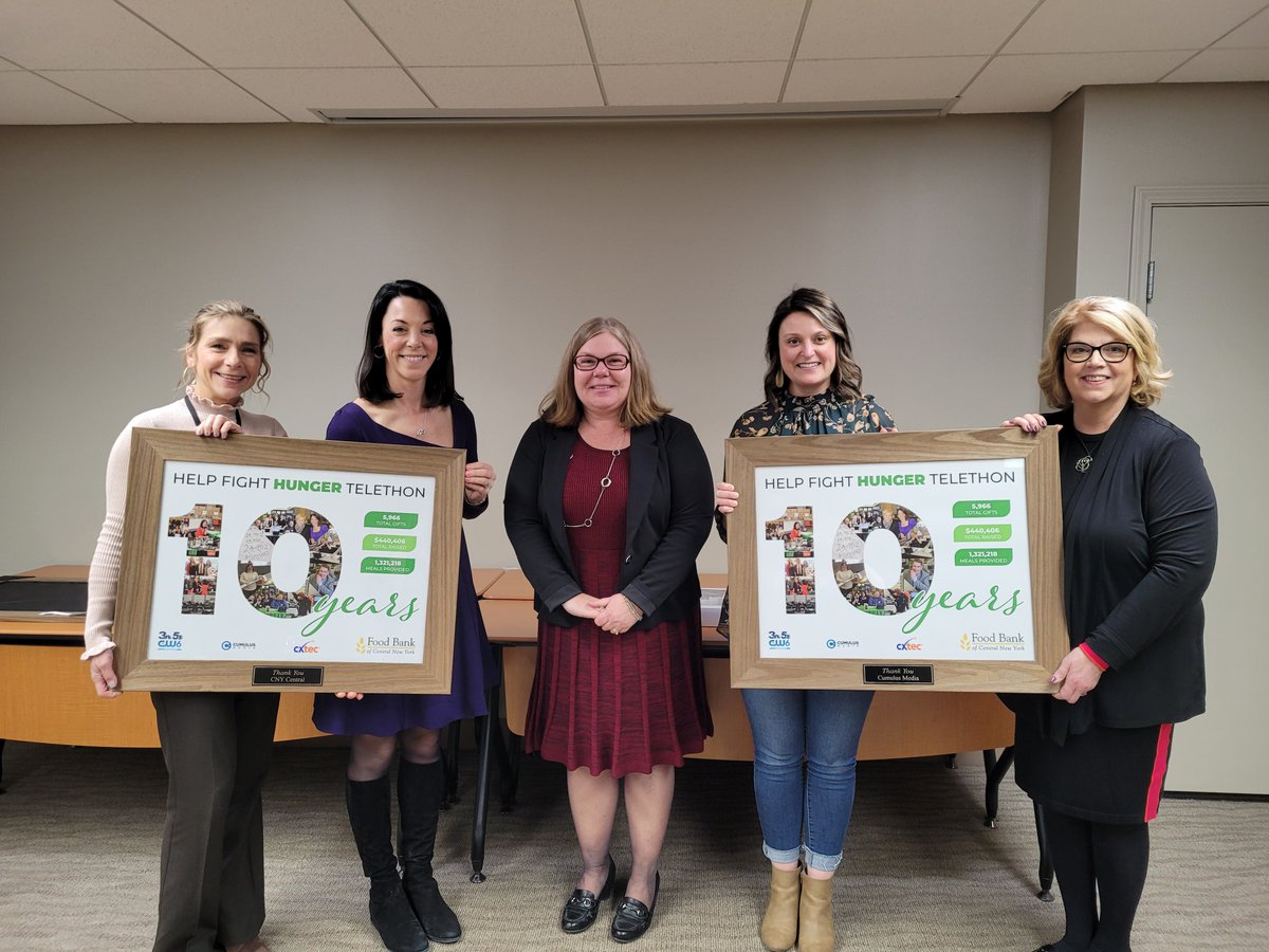 FoodBankofCNY's tweet image. A decade of partnership with @CNYCentral, @CumulusMedia, and @CXtec on our annual #HelpFightHunger telethon! In our 10 years together, we have:

🤝 Received 5,966 gifts
🤝 Raised $440,406 towards our fight to end hunger
🤝 Provided 1,321,218 meals for neighbors in need