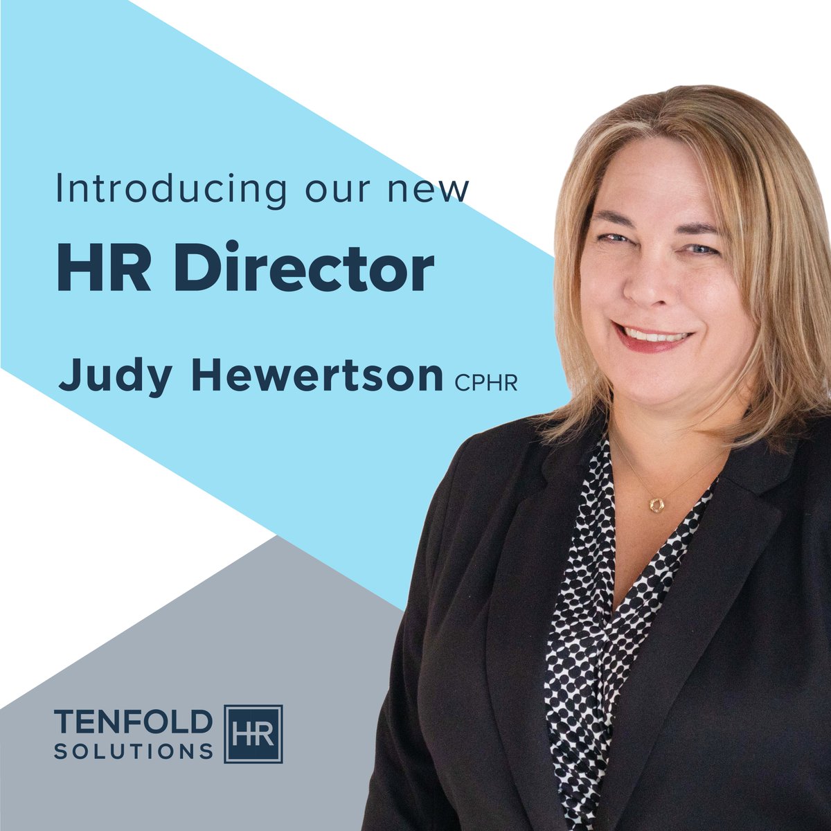 TenfoldHR's tweet photo. We're thrilled to introduce Judy Hewertson as a new HR Director with Tenfold HR Solutions. With 25+ years of industry experience, Judy brings a wealth of expertise &amp; knowledge to our team as well as in understanding &amp; addressing the specific needs of our clients. Welcome, Judy! https://t.co/9Y30Gezm8P