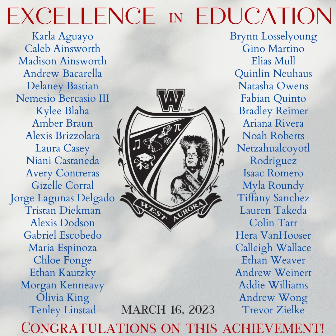 WAactivities's tweet photo. Congrats to members of the c/o 2023 &amp; their Influential Educators who will be recognized tonight at our annual EXCELLENCE IN EDUCATION banquet.  These students represent the Top 5% of the Class of 2023! https://t.co/C9ky8TA0YO