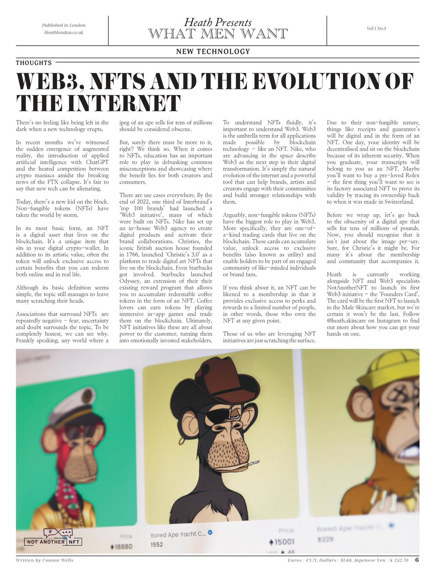 Hot off the press! 🗞

My take on NFTs and how they are contributing to a seismic shift in the way brands are going about their business.

I will be talking about the <a href="/NotAnotherNFTio/">NotAnotherNFT</a> launchpad method at <a href="/NFT_NYC/">NFT.NYC</a> in April and <a href="/DigiMarketingWF/">#DMWF</a> in June.

#web3 #nft #nftnyc #dmwf