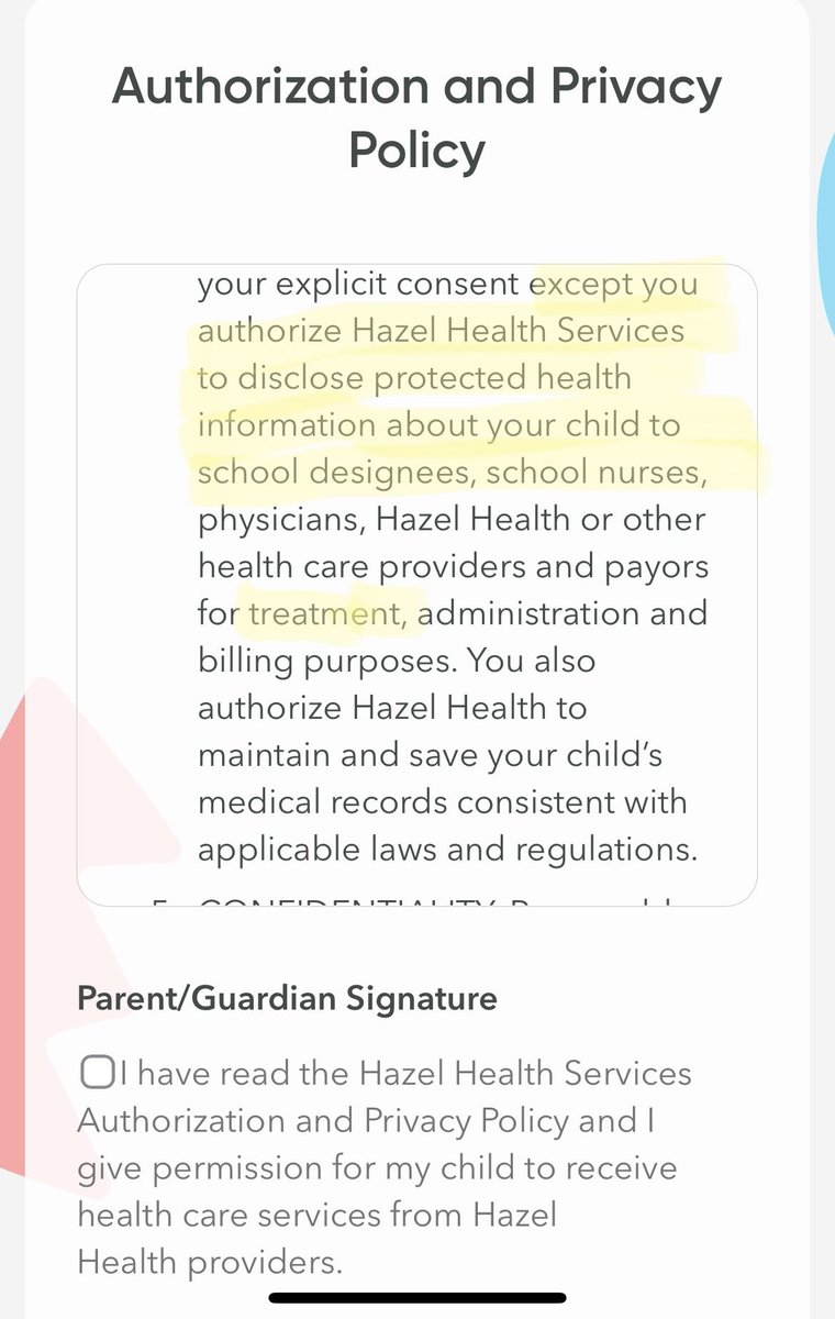 JUnfiltered's tweet photo. @stella_pekarsky @RachnaHeizer @fcpsnews @Mkusler 
Imagine reading the fine print for the newly available, supposedly confidential, mental health svcs thru the schools, and discovering they’re not actually confidential at all. 1/2 https://t.co/eRClKIprUV