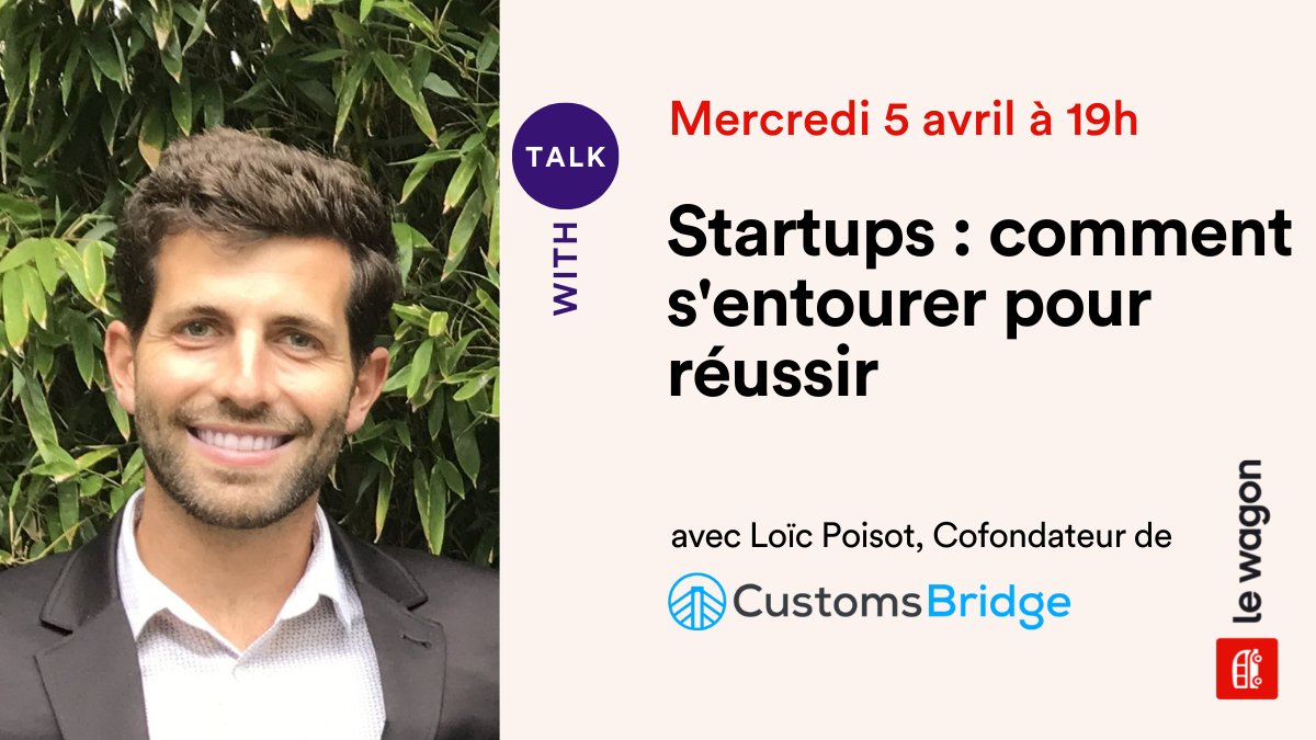 L'aventure entrepreneuriale… Pas toujours facile 😅
Startups : comment s'entourer pour réussir ? 🚀

Assiste à ce talk exclusif pour faire le pleins de bons conseils avec Loïc de CustomsBridge 🤗 

📆5 avril à 19h au Wagon Lille

Inscris-toi 👉 lew.ag/TALK0504