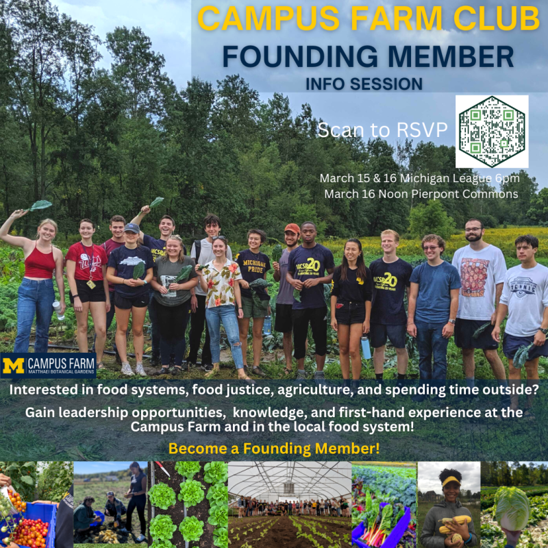 UMSustFoodProg's tweet photo. @umichcampusfarm is having another Found Member info session TONIGHT at the Michigan League! If you missed yesterday or right now, make sure to swing by tonight :) https://t.co/gLDeuTxrTl