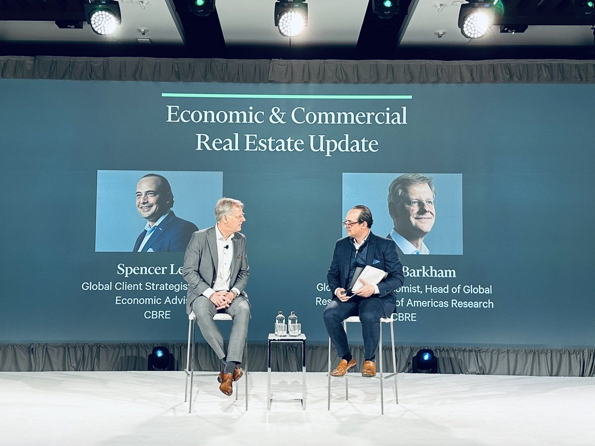 “While the banking crisis is short-term unhelpful and worsens sentiment, there are positive consequences as well - it acts as a force multiplier for the Fed and does a little bit of the work for it” <a href="/RichardJBarkham/">Richard Barkham</a> #CBREInvestorSymposium