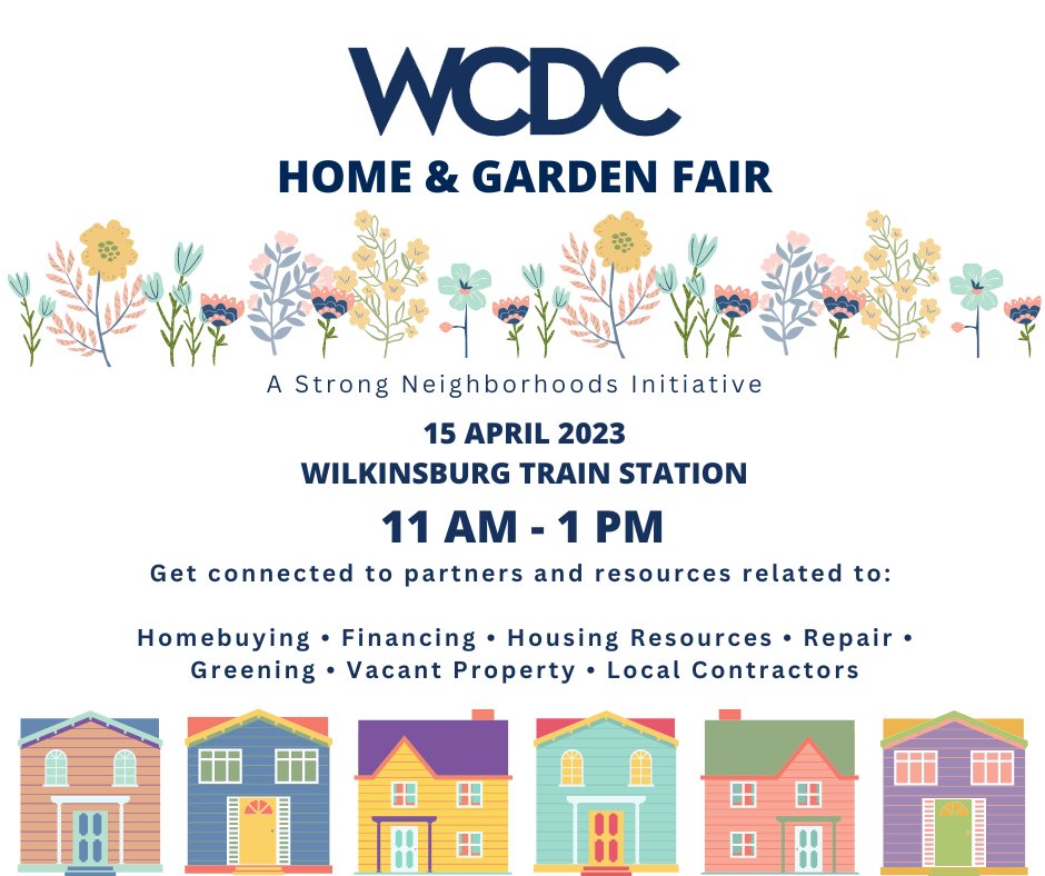 WilkinsburgCDC's tweet photo. Spring will be here soon! Are you ready to tackle those home and garden projects?  Join us at the Train Station to get connected to partners and resources related to: Homebuying, Financing, Housing Resources, Repair, Greening, Vacant Property, Local Contractors! https://t.co/IGVsBYUftO