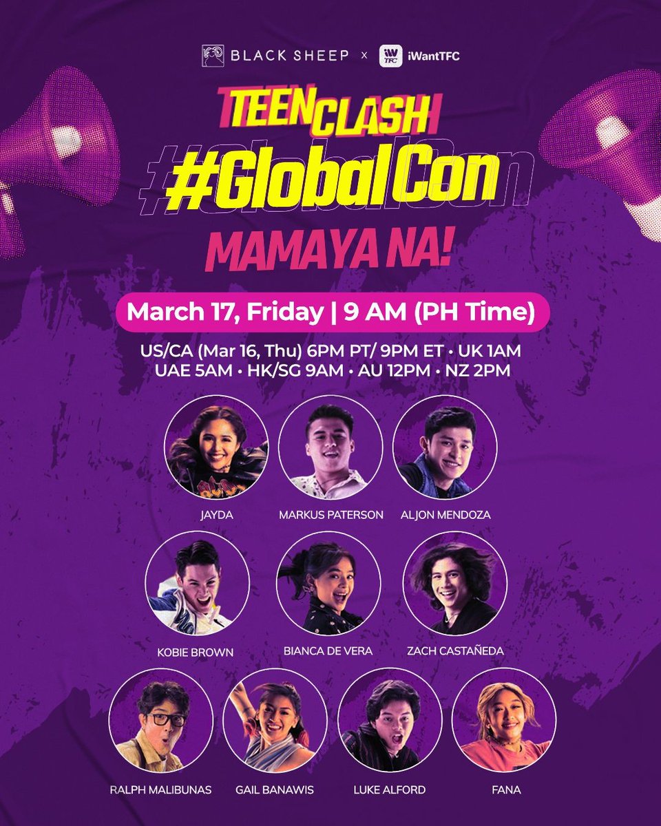 Black_SheepPH's tweet photo. y'all ready? 🤘

catch the #TeenClash cast at the virtual #GlobalCon, streaming LIVE at 9AM PHT on iWantTFC, BlackSheep and TFC social media accounts! 

see u! 👀 https://t.co/HQqHPJ3TK1
