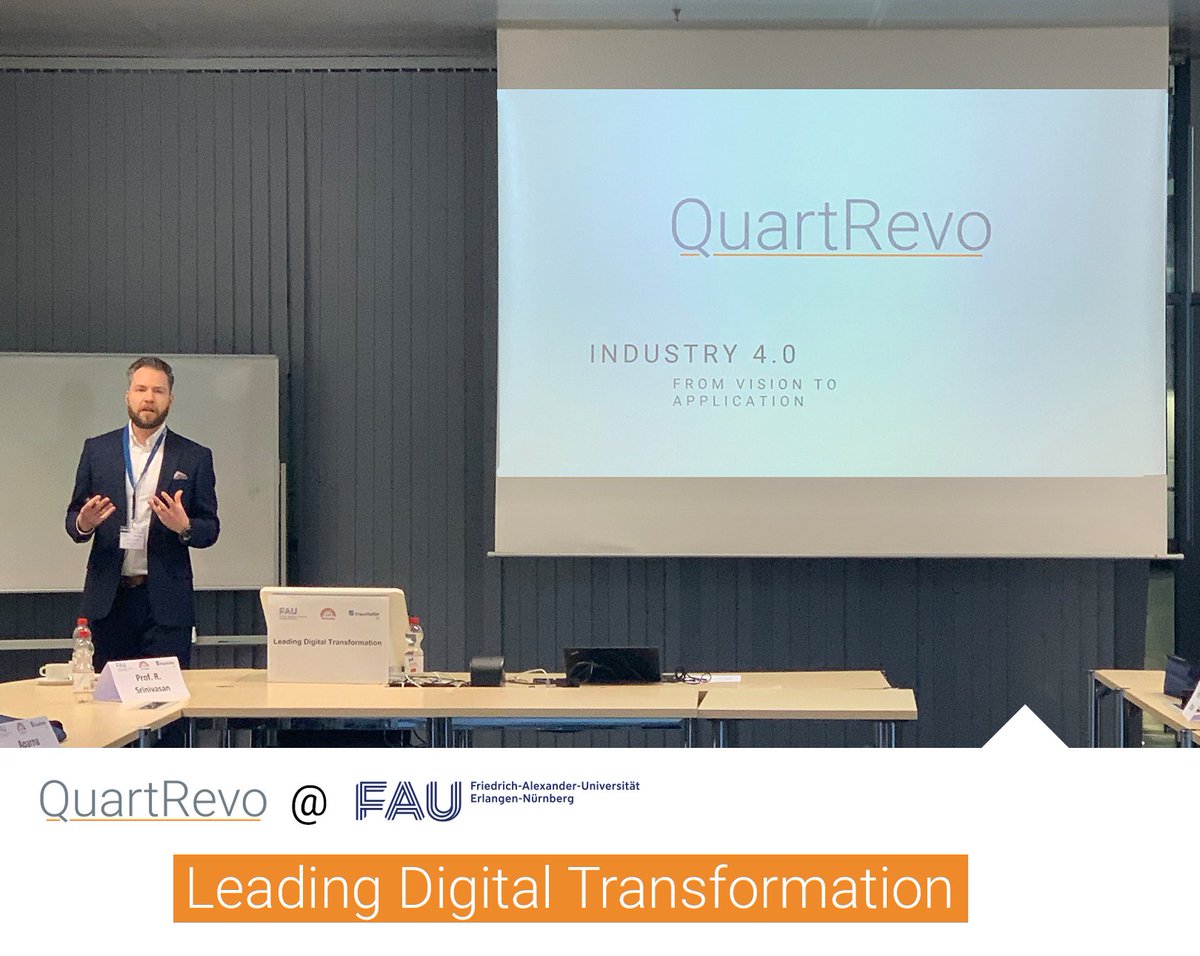 Im Weiterbildungsprogramm Leading Digital Transformation, das von <a href="/UniFAU/">FAU Erlangen-Nbg</a>, <a href="/iimb_official/">IIM Bangalore</a> und <a href="/FraunhoferIIS/">Fraunhofer IIS</a>  gemeinschaftlich durchgeführt wird, kamen die QuartRevo Webtools in einem Workshop zur Gestaltung und Implementierung von Industrie 4.0-Systemen zum Einsatz.