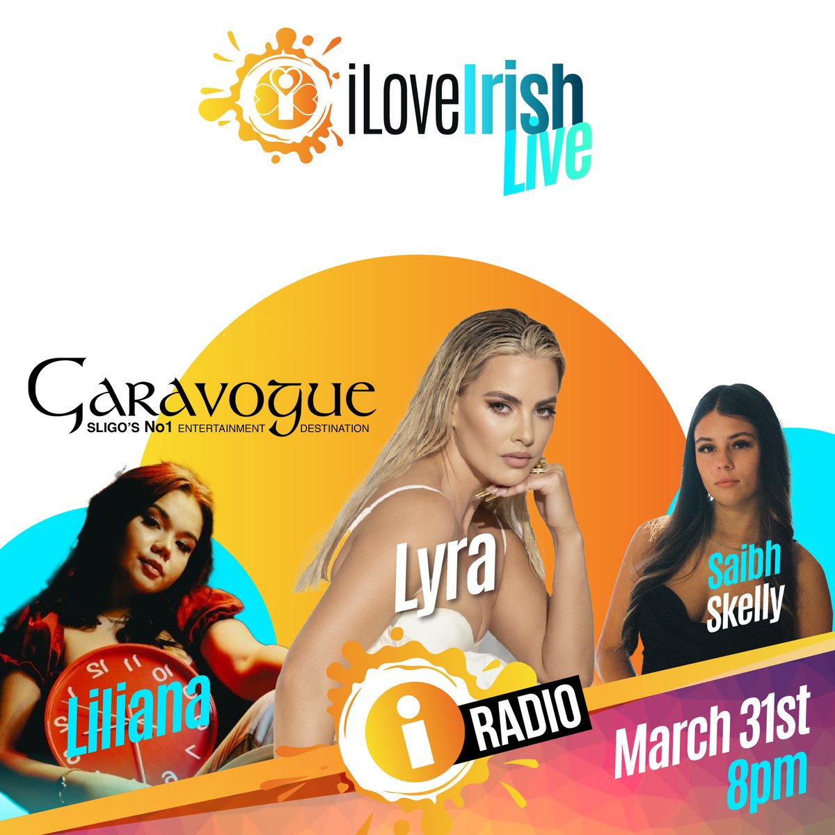 iLoveIrish Live is BACK and we're bringing @thisislyra to the @garavoguebar Sligo on March 31st. 🇮🇪 🎶

Support on the night from @saibhskelly1, @lilianamusic_ and a DJ set from our very own @louiseclarkeradio.

Keep listening to get on that guestlist!