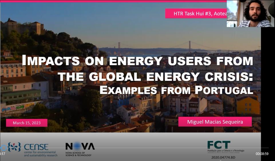 It was a pleasure to contribute with a pre-recorded presentation to the 3rd Hui of the @IEA @users_tcp Task on Hard-To-Reach Energy Users, taking place in Aotearoa, New Zealand! I talked about #energypoverty in #Portugal and showcased several projects by @CENSEFCTNOVA 💡