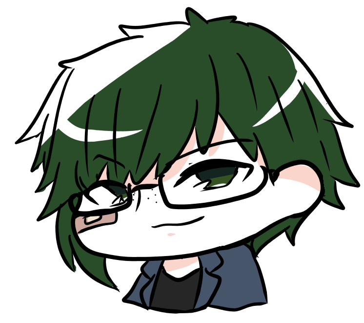 green hair solo glasses green eyes 1boy male focus white background  illustration images