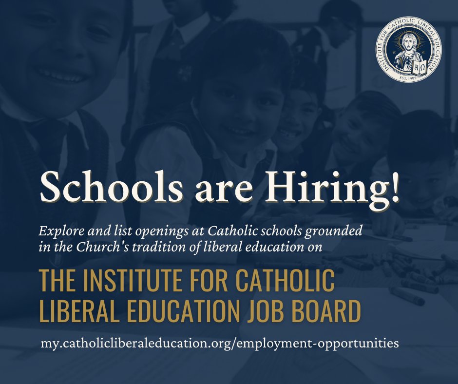 CathLibEd's tweet image. Many schools grounded in the Church's tradition of liberal education are seeking mission-minded, mission-hearted Catholic educators!

Visit our job board to explore and list opportunities: my.catholicliberaleducation.org/employment-opp…

#CatholicSchool #LiberalLearning #CatholicEducation