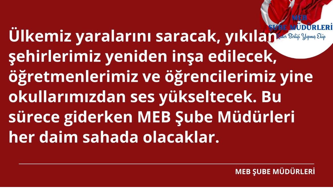 #SayinMahmutÖzer
#MebSubeMüdürleriBekliyor
Anayasamızın 55.Maddesi olan “Ücret emeğin karşılığıdır.” İlkesi gereği MEB Şube Müdürleri emeklerinin karşılığını talep ediyorlar ve içinde bulundukları durumu hak etmiyorlar. Lütfen seslerini duyunuz.
<a href="/RTErdogan/">Recep Tayyip Erdoğan</a> | <a href="/prof_mahmutozer/">Mahmut Özer</a>