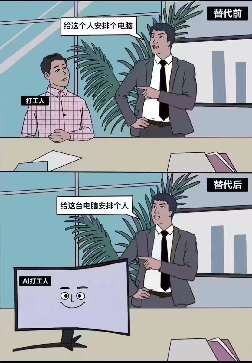 打工人终将成为电脑AI的触角延伸？
碳基生命就是硅基生命的引导程序？
🫠🤖#ChatGPT  #AI