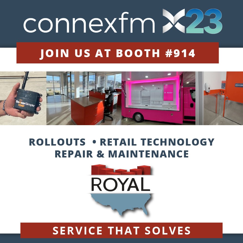 RoyalSolves's tweet image. #ConnexFM2023 is just weeks away. Be sure to join us at booth #𝟵𝟭𝟰 and learn about our 𝙎𝙚𝙧𝙫𝙞𝙘𝙚 𝙏𝙝𝙖𝙩 𝙎𝙤𝙡𝙫𝙚𝙨.

#ROYAL #ServiceThatSolves #rollout #retailtechnology #repairandmaintenance