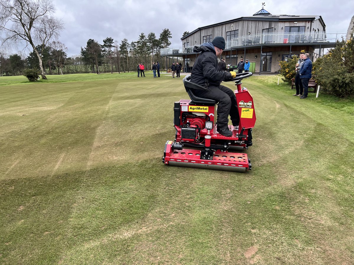 DarleyAndy29's tweet photo. Great day for the @psmlawnmowers greens renovation demo day held at @CoxmoorGC brilliant turn out to see @baronessuk TDA1600 hollow coring, the FS900 collecting amongst other machines on show. Thanks to @CUMBO_ Ben and his greens team for all your help throughout the day https://t.co/s5zDMz91iO