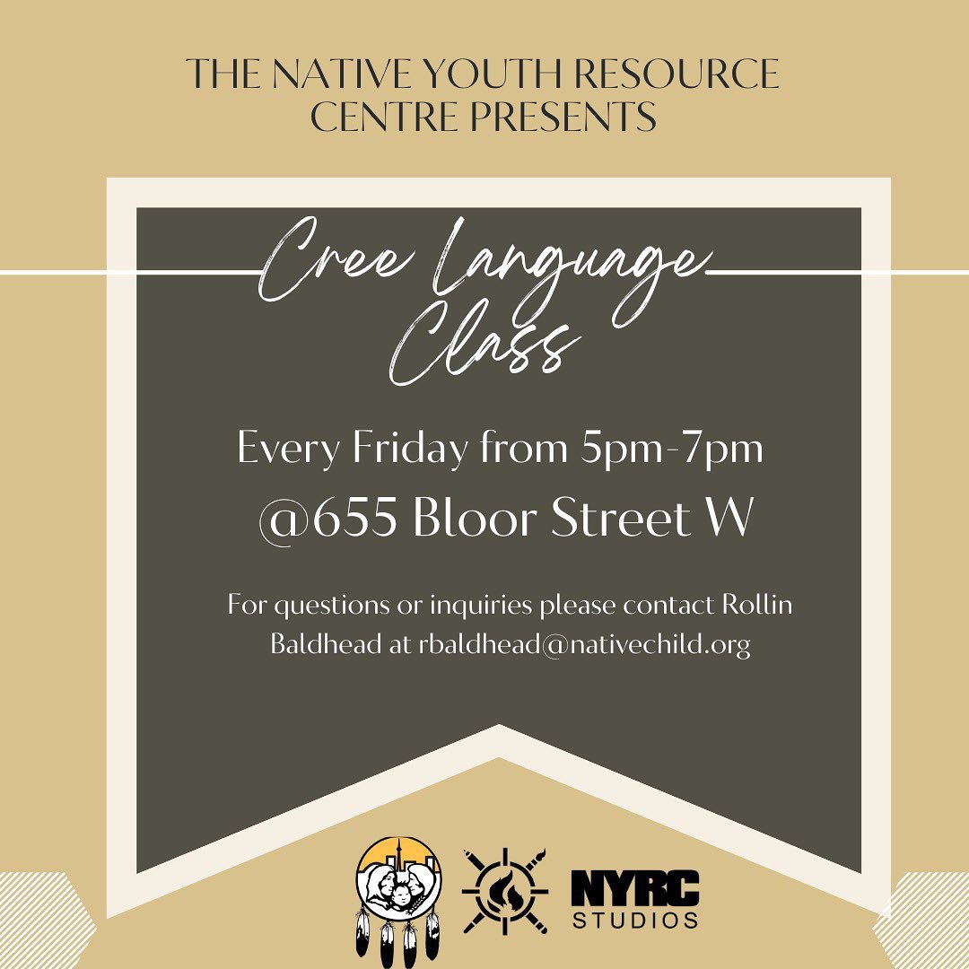 NCFST's tweet photo. Would you like to learn Cree? Come on down to the NYRC on Fridays from 5-7PM and join Rollinโs Cree class!
Food and drinks available.
For more information, please contact Rollin at rbladhead@nativechild.org
#NCFST
#NYRC
#IndigenousYouth
@nyrcnativeyouth https://t.co/FJ6G8scUXi