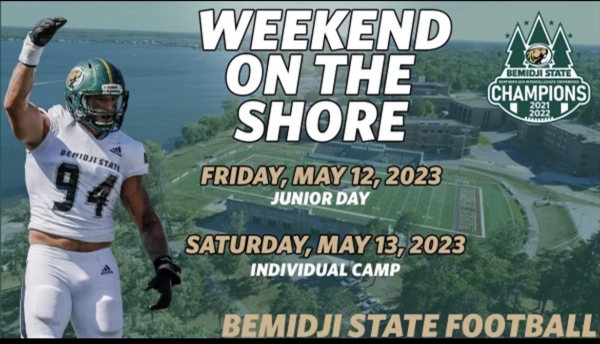 Thanks <a href="/KH_Pike/">Karson Pike</a> for the invite to campus! Excited to come check it out and compete. <a href="/BSUBeaversFB/">Bemidji State Football</a>