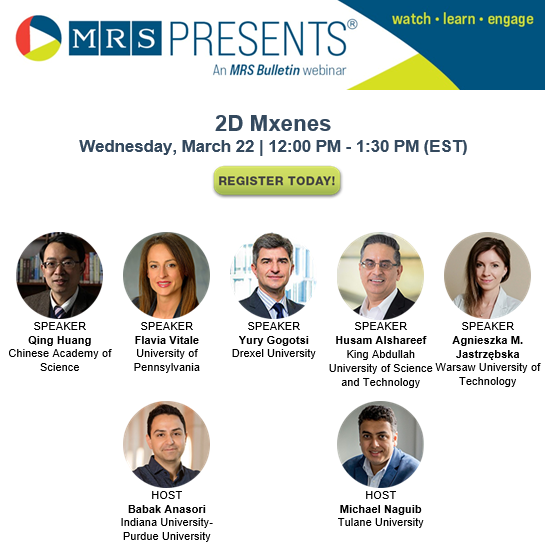 drexelnano's tweet photo. #Free registration is open for the 2D MXenes webinar presented by @Materials_MRS on March 22 from 12PM-1:30PM ET.

Register here: https://t.co/vt3b31MLUk https://t.co/ixPBU6lj27